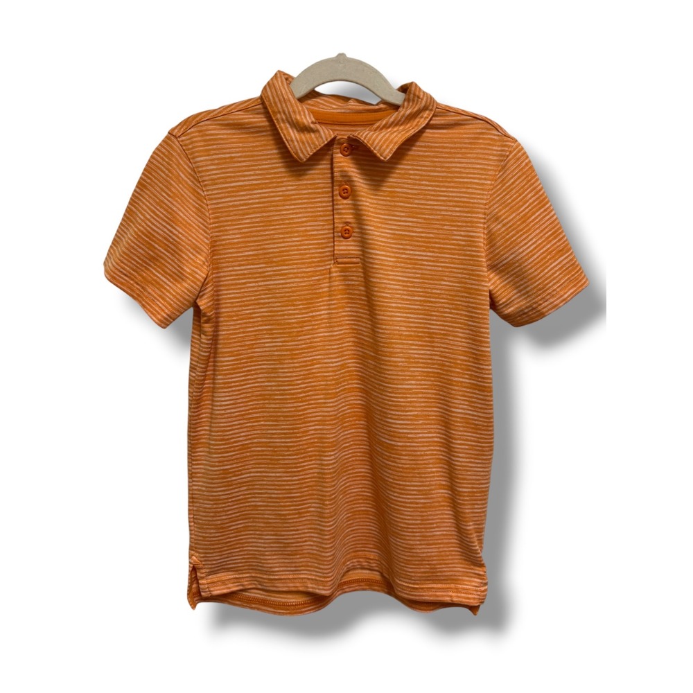 All In Motion Boys Orange‎ Performance Polo Space Dye Stripe Shirt S 6/7